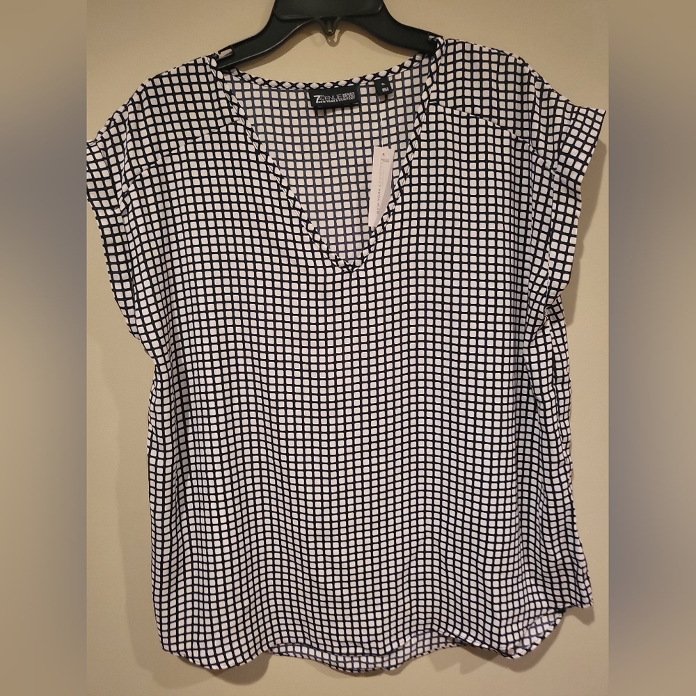 NY&Co Blue/White Blouse, sz XL